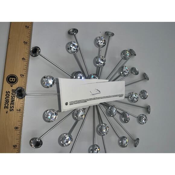 Cool Unique Silver Bursting Star Sputnik Metal Wall Sculpture Faux Rhinestone - Picture 9 of 9